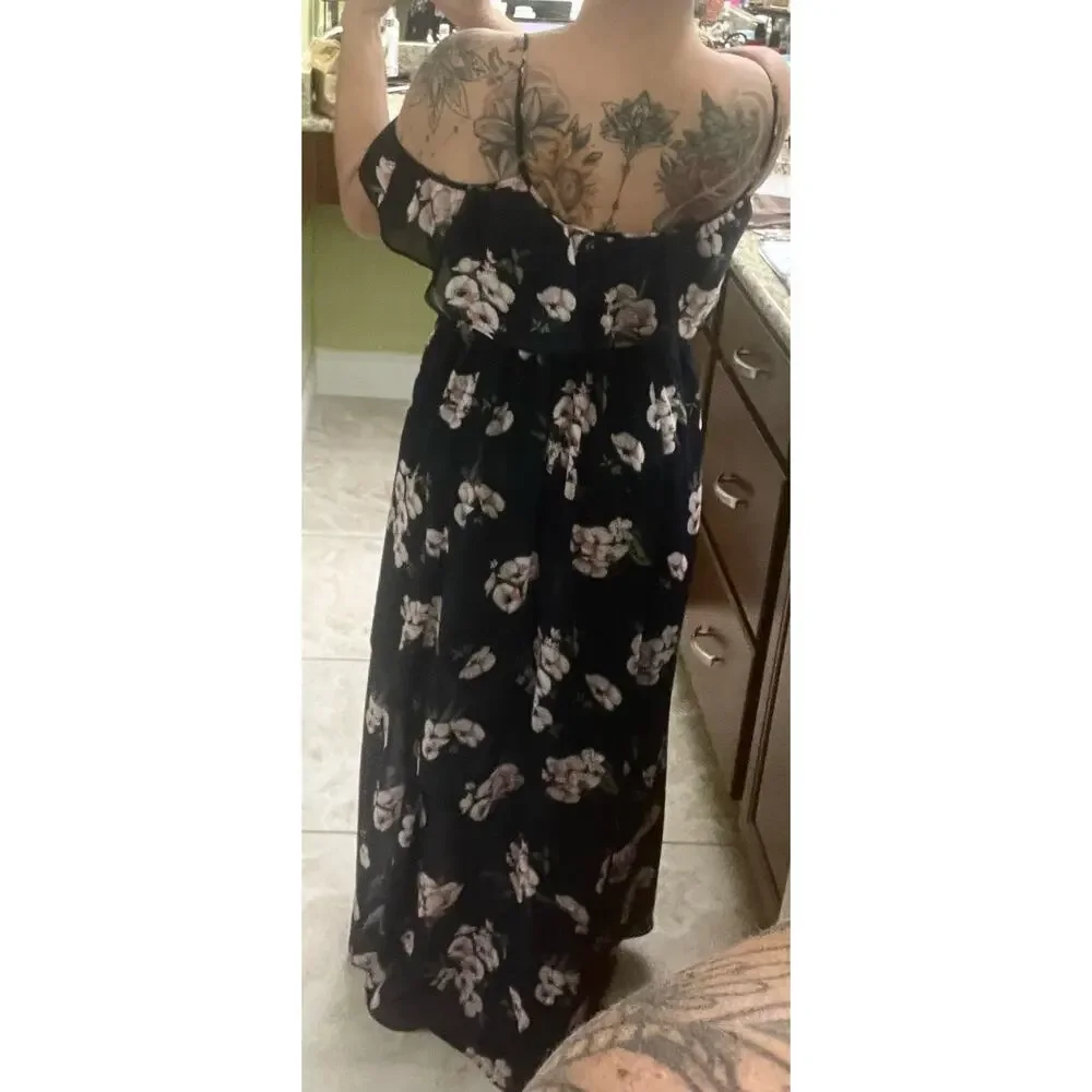 Abercrombie & Fitch blue floral maxi medium off shoulder Romantic Cottagecore
